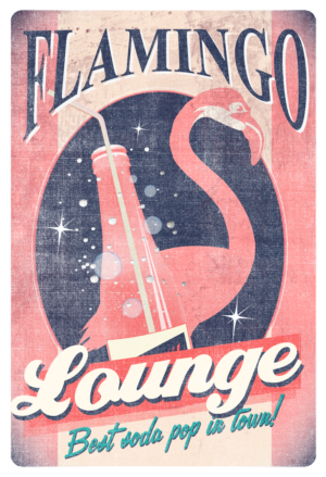 Retro Flamingo Noir